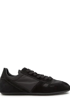 Minimal panelled suede and nylon sneakers