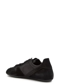 Minimal panelled suede and nylon sneakers