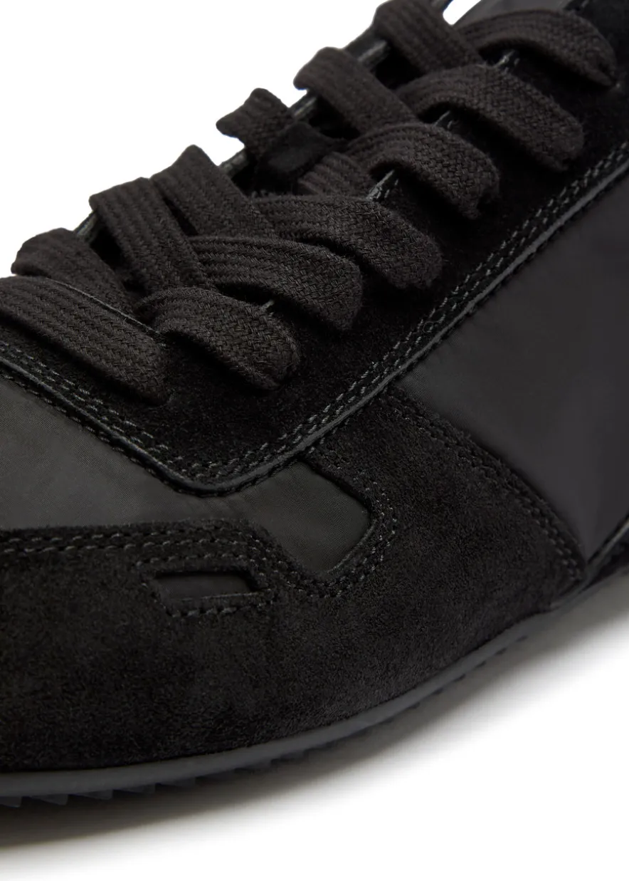 Minimal panelled suede and nylon sneakers