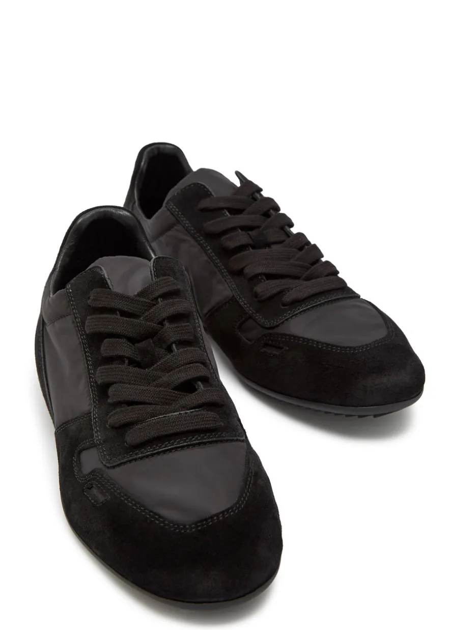 Minimal panelled suede and nylon sneakers