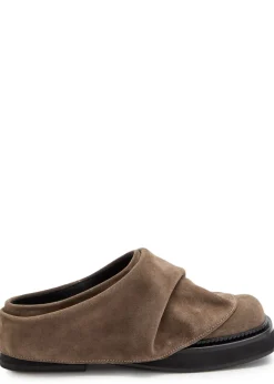Mini Robin gathered suede mules