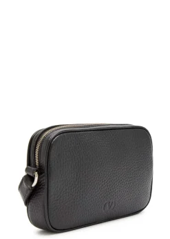 Mini stud-embellished grained leather cross-body bag