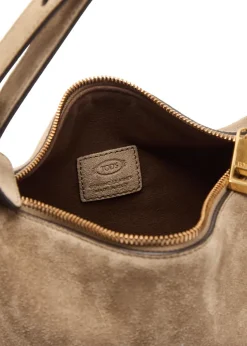 Mini suede top handle bag