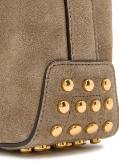 Mini suede top handle bag