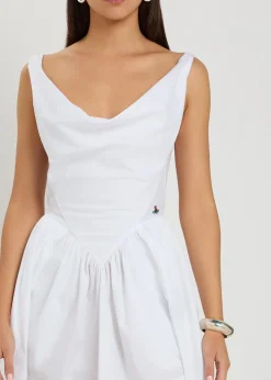 Mini Sunday draped cotton-poplin mini dress