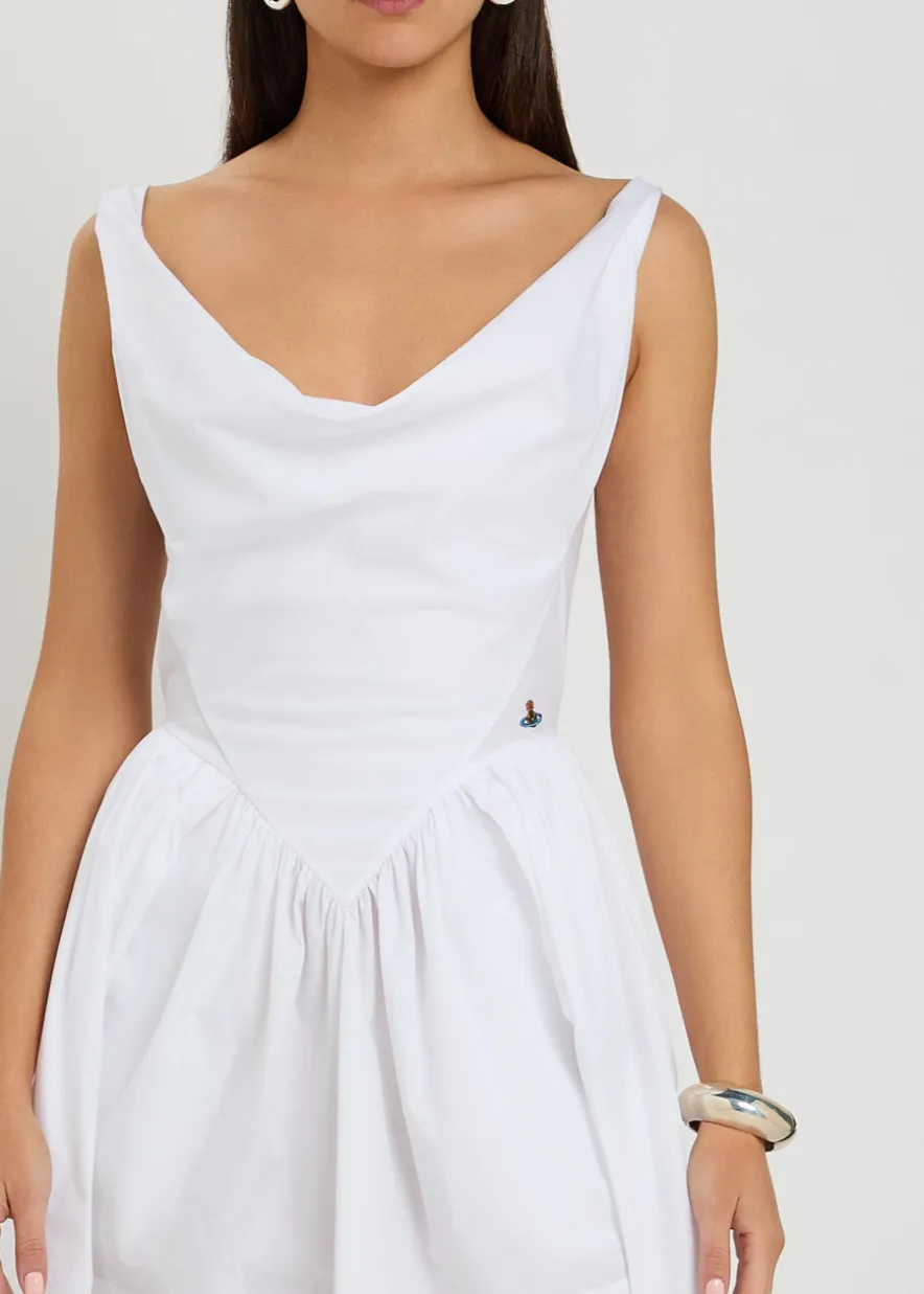 Mini Sunday draped cotton-poplin mini dress