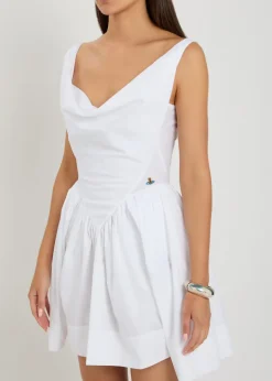 Mini Sunday draped cotton-poplin mini dress