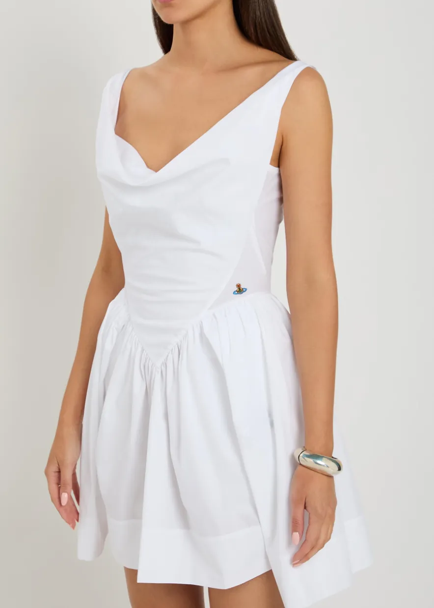 Mini Sunday draped cotton-poplin mini dress