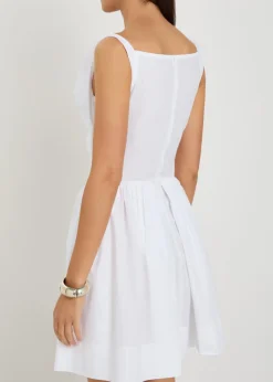 Mini Sunday draped cotton-poplin mini dress