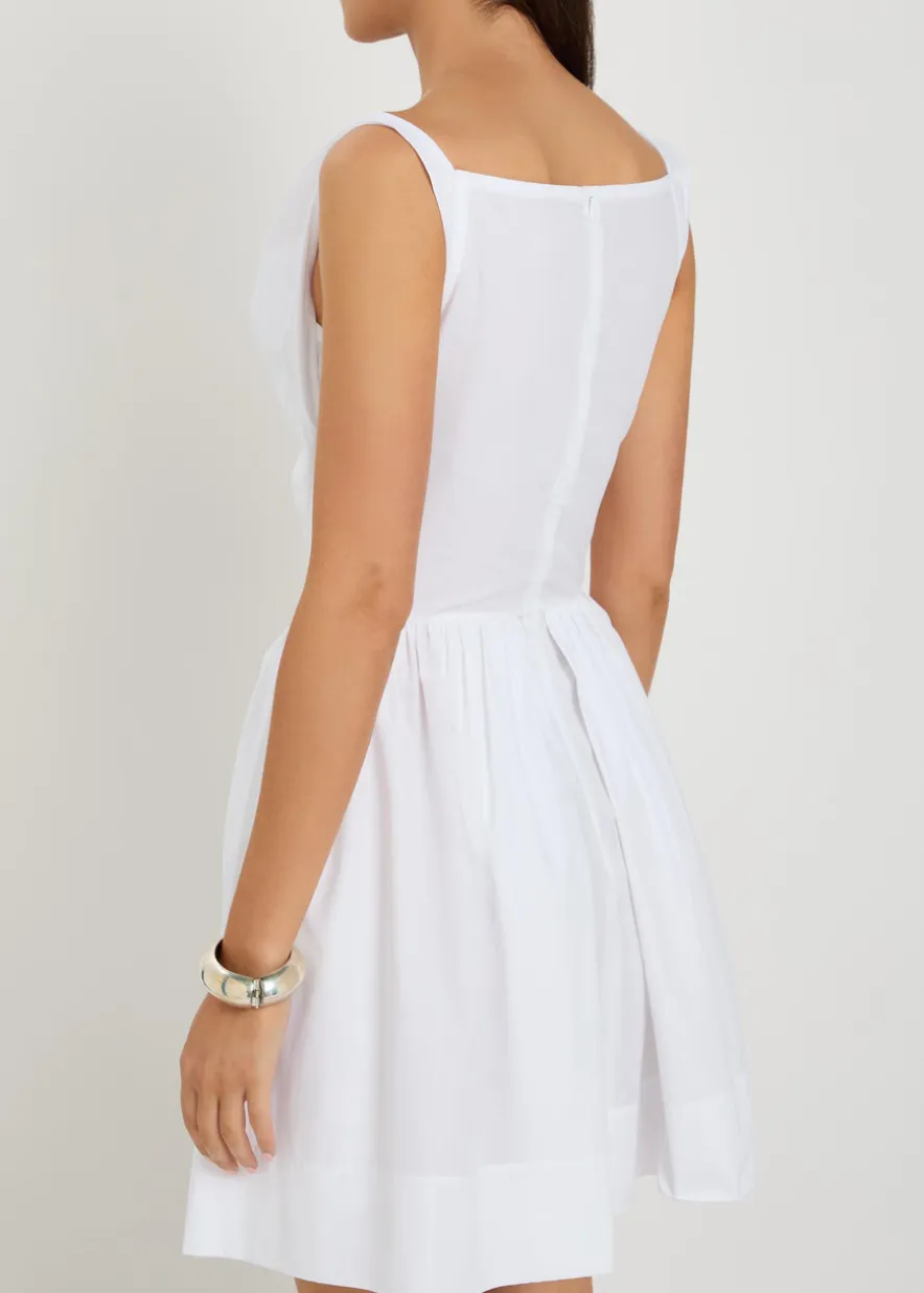 Mini Sunday draped cotton-poplin mini dress