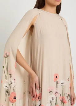 Minnie cape-effect crepe maxi dress