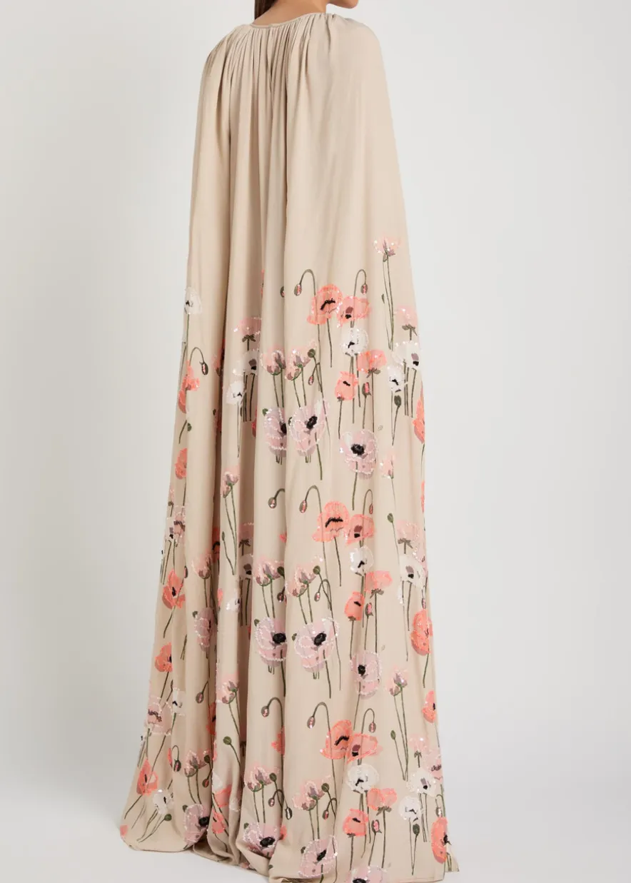 Minnie cape-effect crepe maxi dress