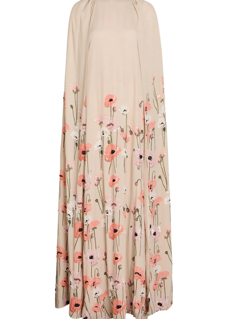 Minnie cape-effect crepe maxi dress