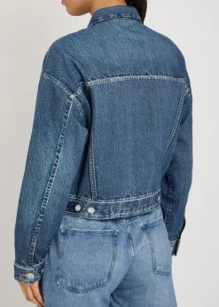 Miramar denim-print terry jacket