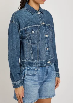 Miramar denim-print terry jacket