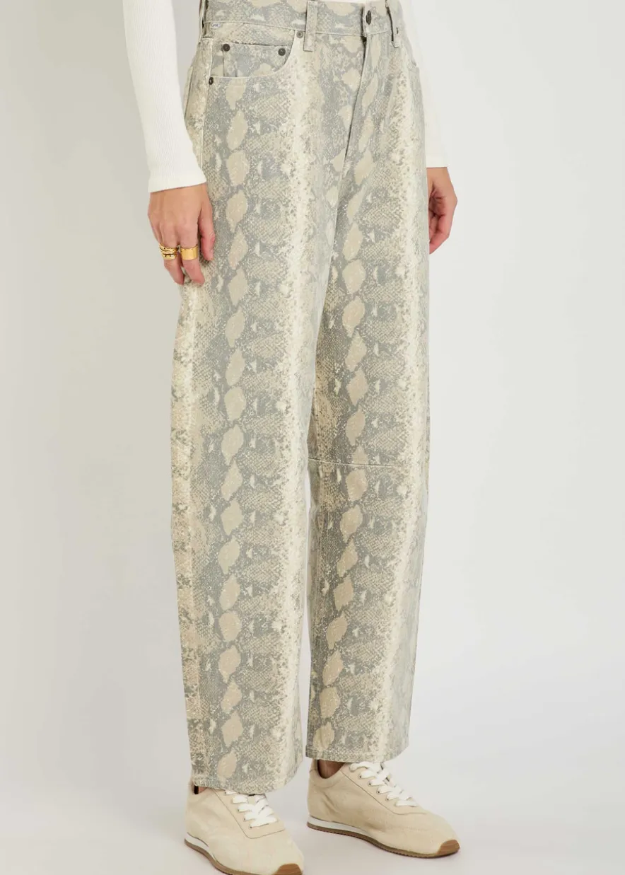 Miro python-print barrel-leg jeans