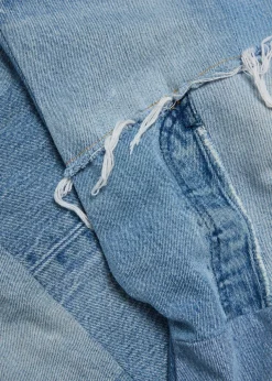 Mixed-denim straight-leg jeans