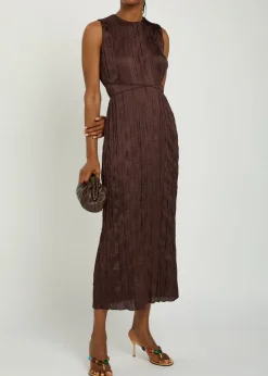 Mizu belted plissé midi dress