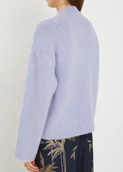 Mock-neck brushed wool-blend jumper
