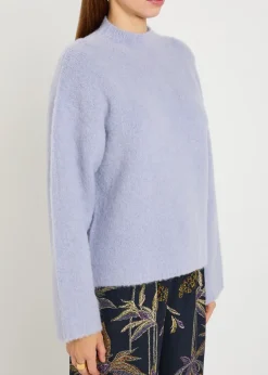 Mock-neck brushed wool-blend jumper