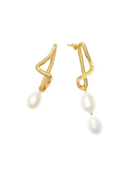 Molten asymmetric 18kt gold-plated earrings