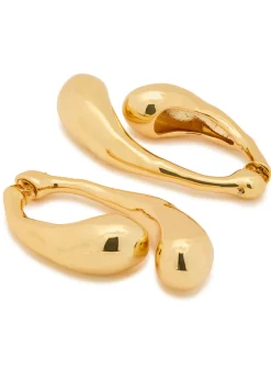 Molten front-back 14kt gold-plated drop earrings