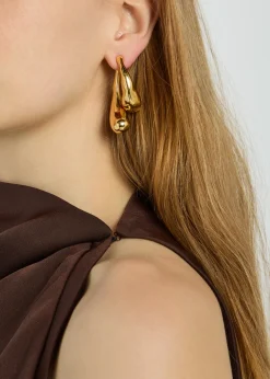 Molten front-back 14kt gold-plated drop earrings