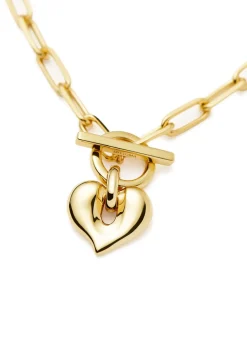 Molten heart T-bar 18k gold vermeil necklace