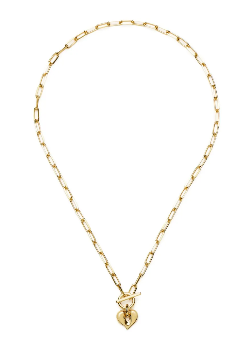 Molten heart T-bar 18k gold vermeil necklace