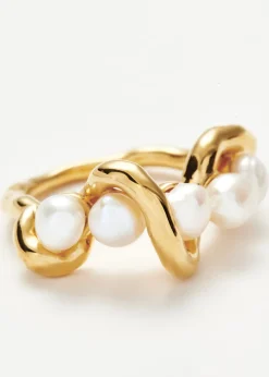 Molten pearl and 18kt gold-plated ring