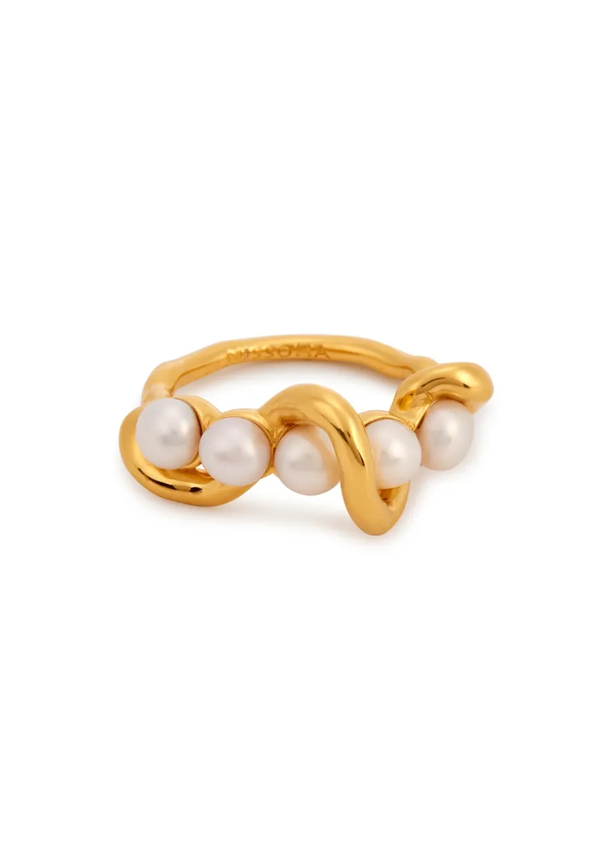 Molten pearl and 18kt gold-plated ring