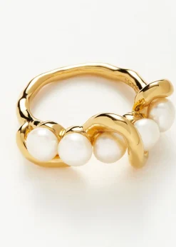 Molten pearl and 18kt gold-plated ring