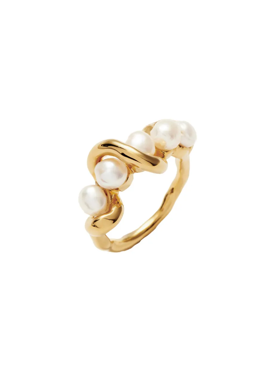 Molten pearl and 18kt gold-plated ring