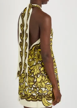 Mona printed halterneck hemp mini dress