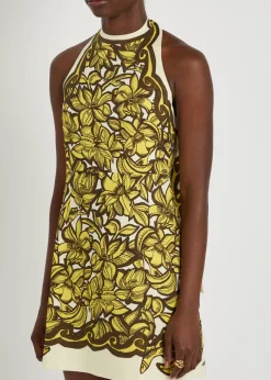 Mona printed halterneck hemp mini dress