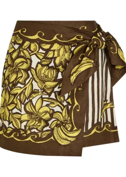 Mona printed hemp mini wrap skirt