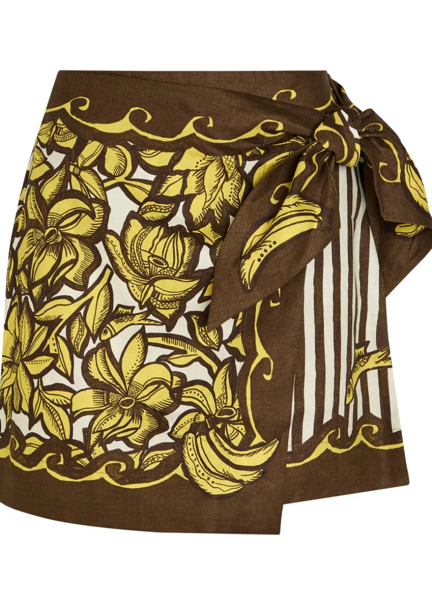 Mona printed hemp mini wrap skirt