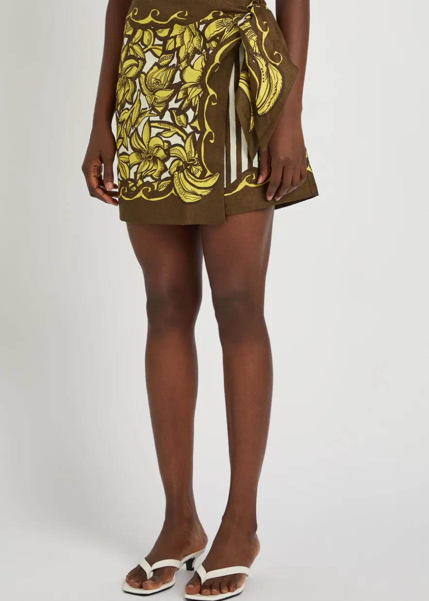 Mona printed hemp mini wrap skirt