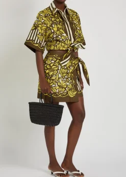 Mona printed hemp mini wrap skirt