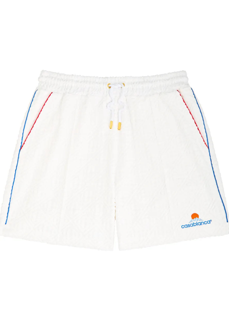 Monogram-jacquard towelling cotton-blend shorts