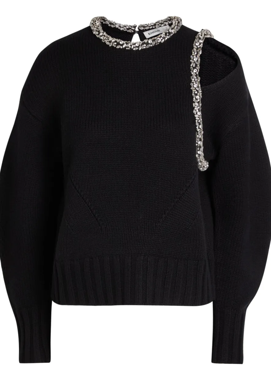 Monroe crystal-embellished wool-blend jumper