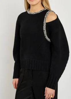 Monroe crystal-embellished wool-blend jumper