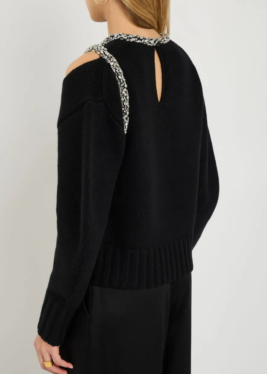 Monroe crystal-embellished wool-blend jumper