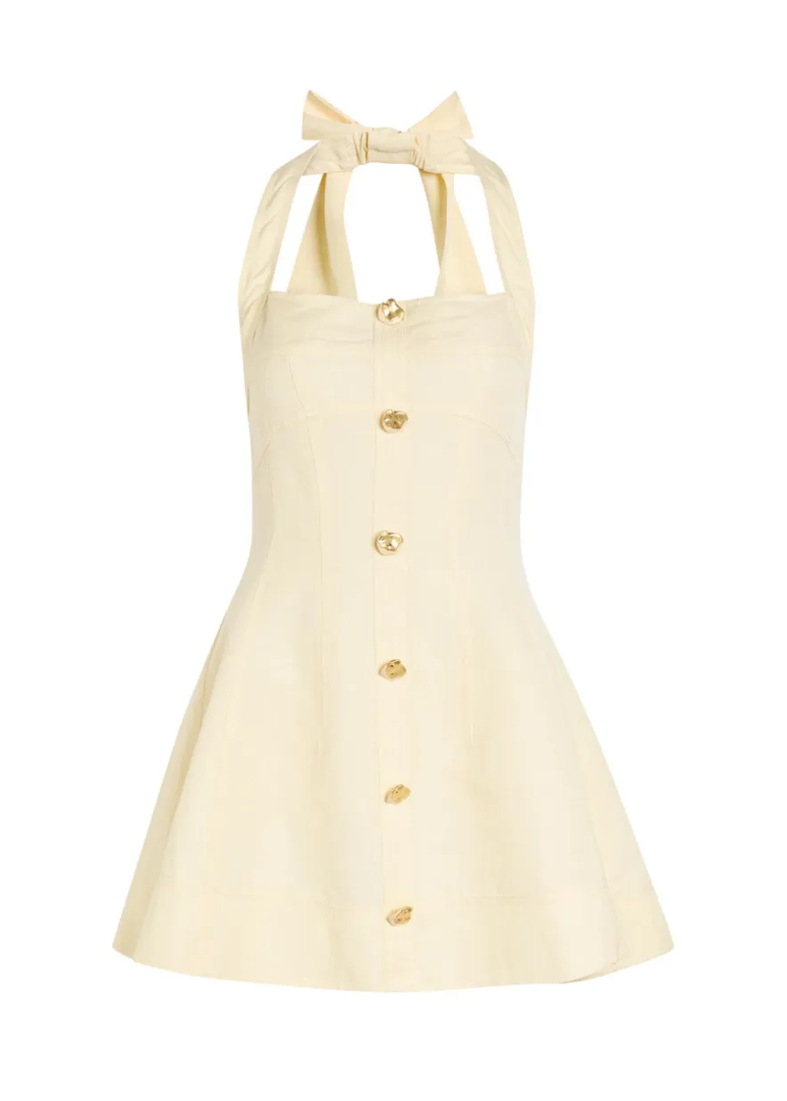 Monroe halterneck linen-blend mini dress