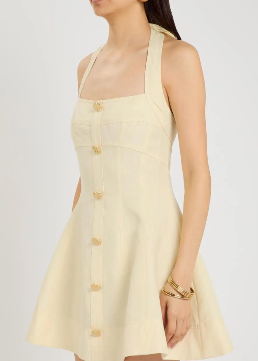 Monroe halterneck linen-blend mini dress