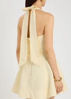 Monroe halterneck linen-blend mini dress