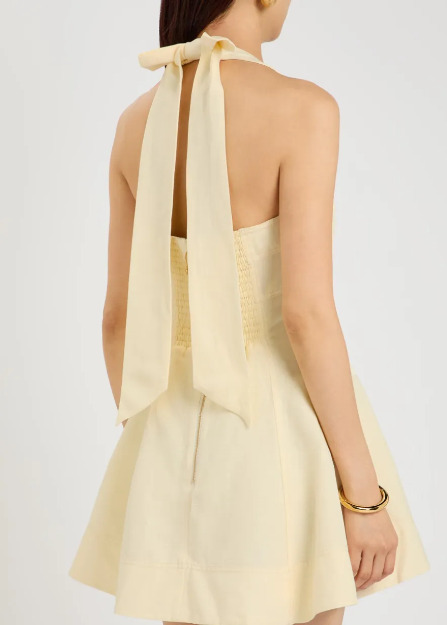 Monroe halterneck linen-blend mini dress