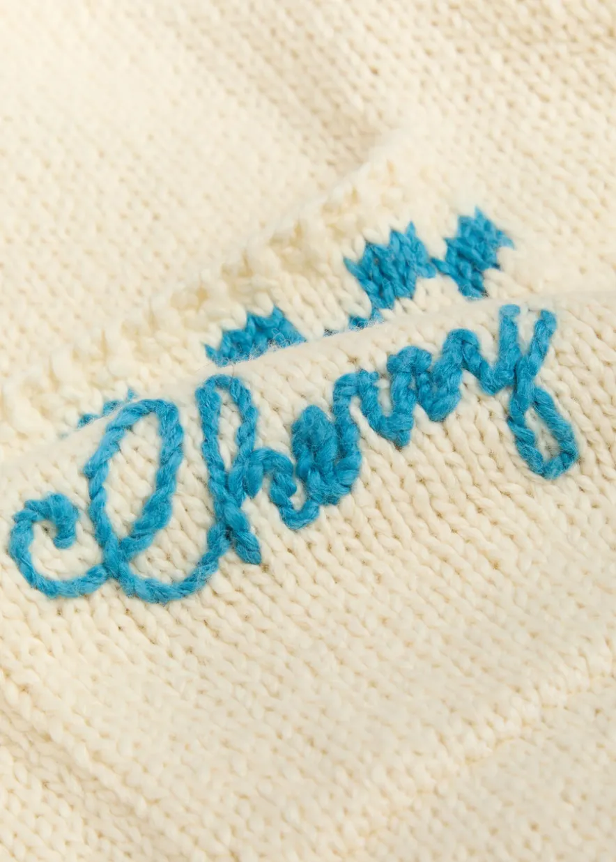 Motors embroidered knit jumper
