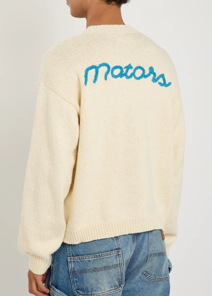 Motors embroidered knit jumper