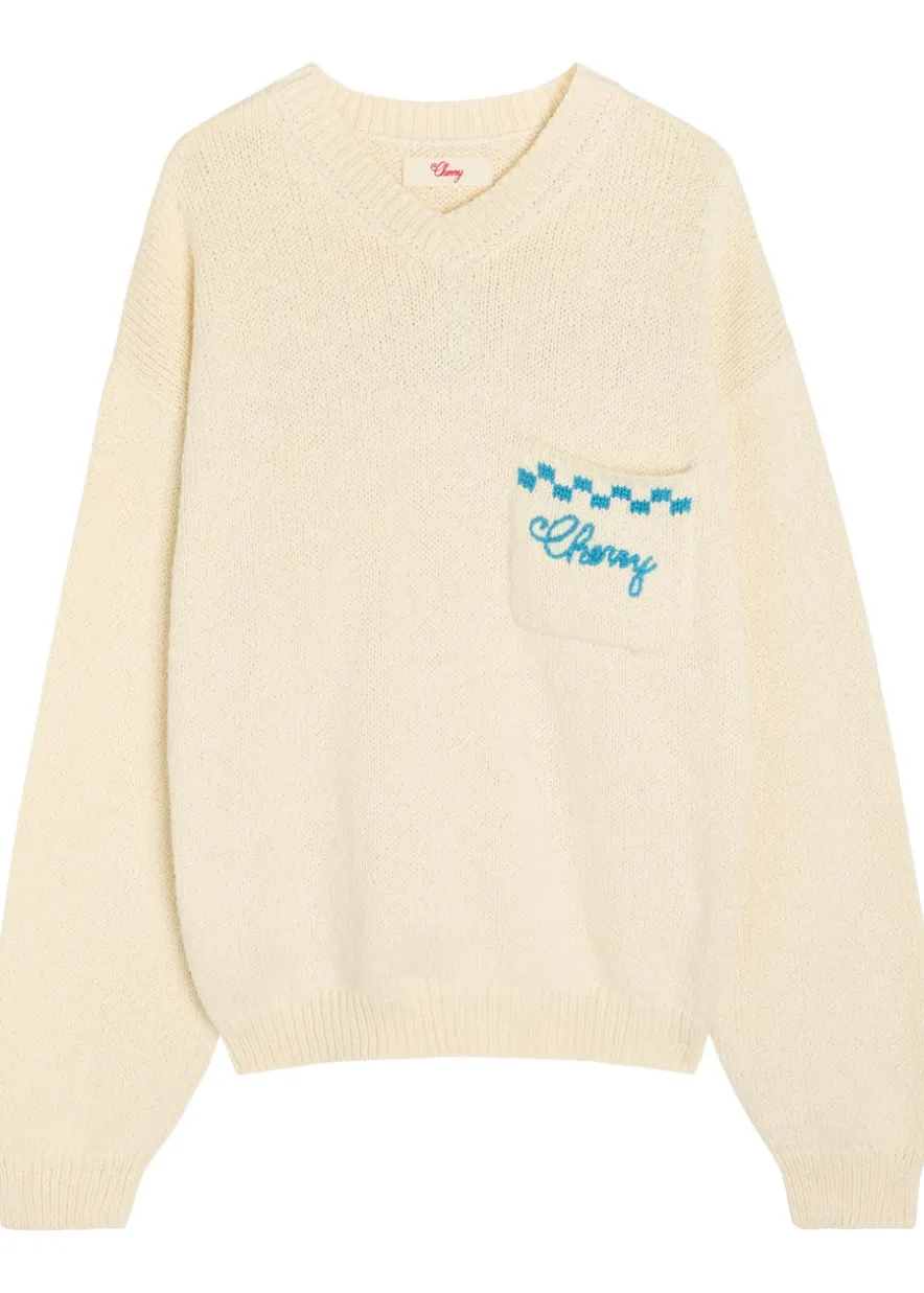 Motors embroidered knit jumper